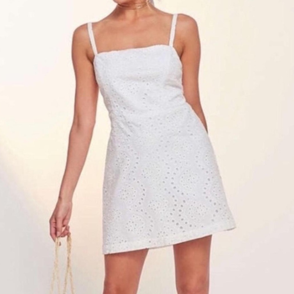 White eyelet mini dress